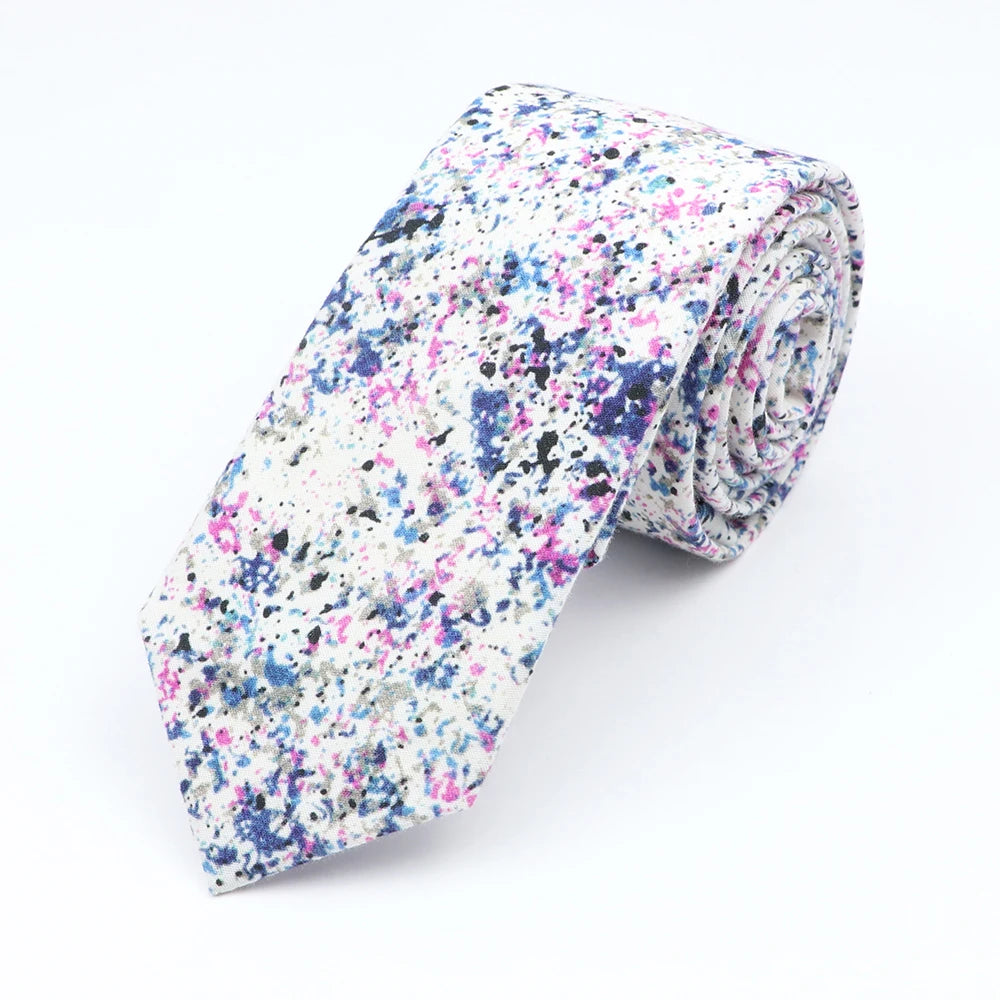 Cravate florale élégante pour hommes et femmes — 100% coton, fleur Paisley, étroite, mariage, décontracté