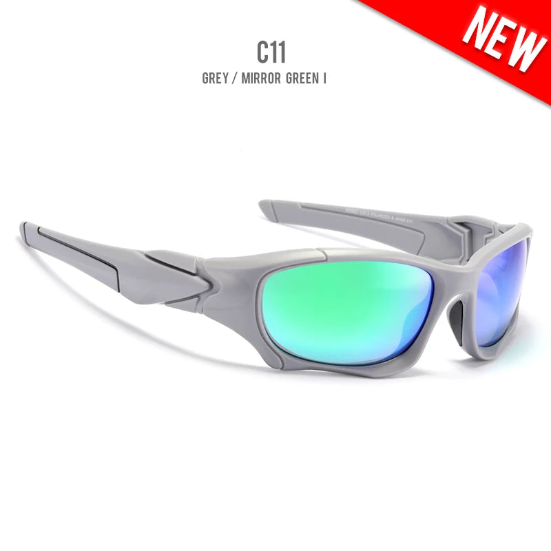 Lunettes de Soleil Sport Polarisées — Lentille Bouclier, Cadre Résistant, Plein Air, Unisexe
