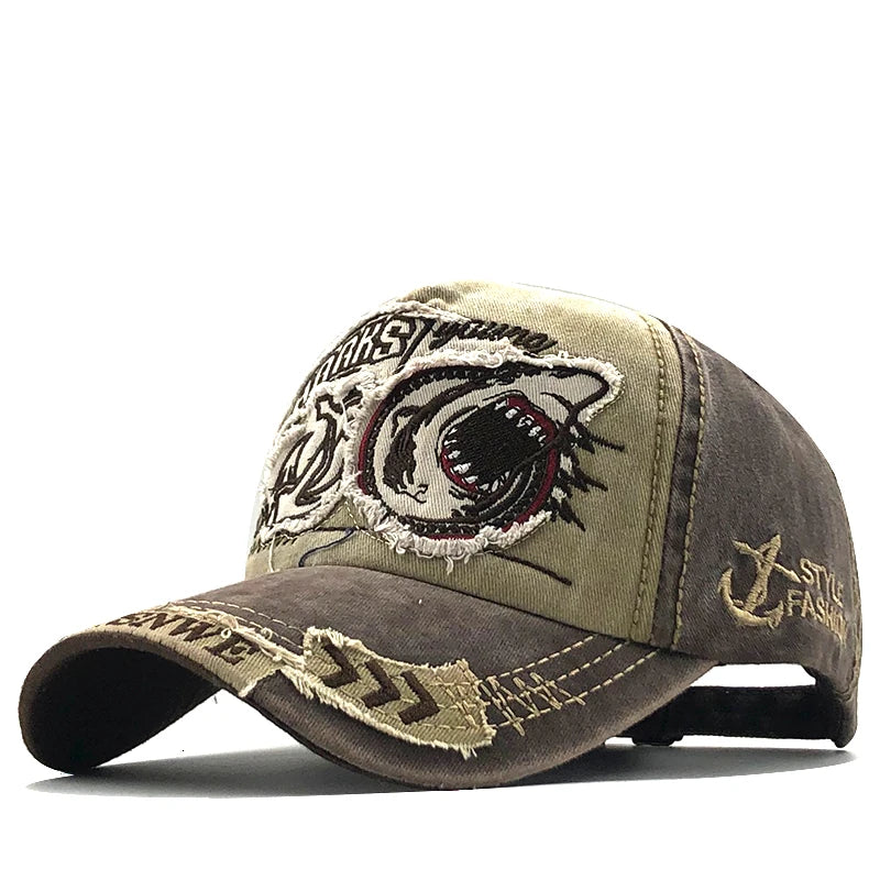 Casquette en coton pour hommes et femmes — chapeau arrière, os aviation requin, casual (v2)