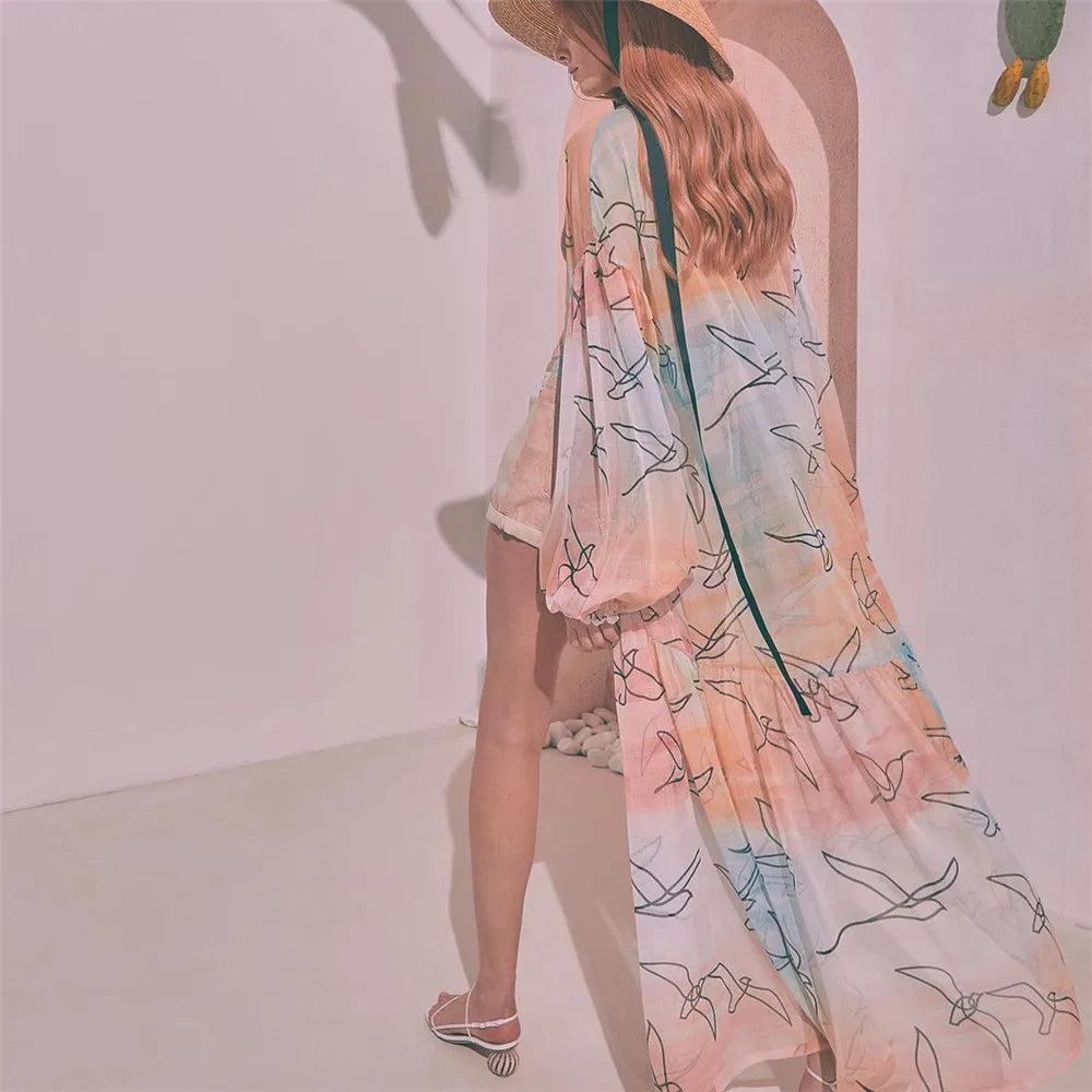 Blue Eyes Bikini Cover-Up, Tuniques de plage, Long Kaftan, Robe de plage, Sarong, Maillots de bain