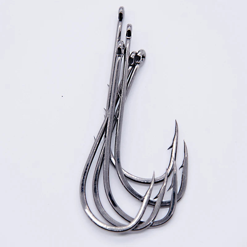 Hameçon de pêche à tige longue, 50 pièces/lot, appât vivant avec Double appât, barbes en acier à haute teneur en carbone avec hameçons antirouille