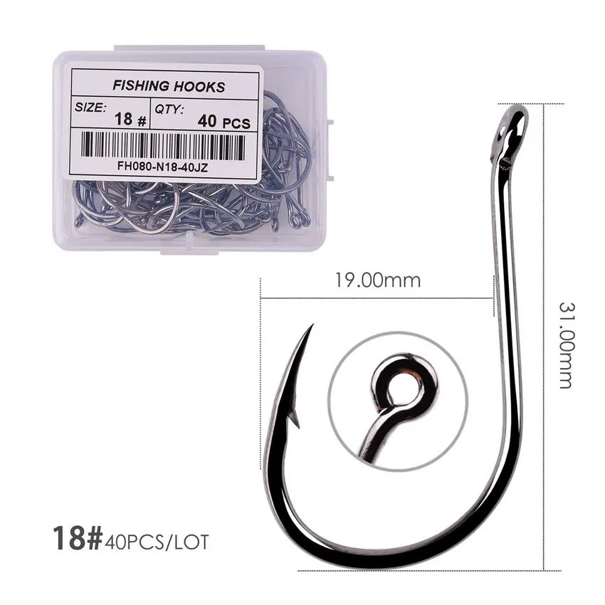 Hameçons de pêche en acier à haute teneur en carbone — 100/40 pièces, taille 2-22, carpe, poisson-chat, crochets