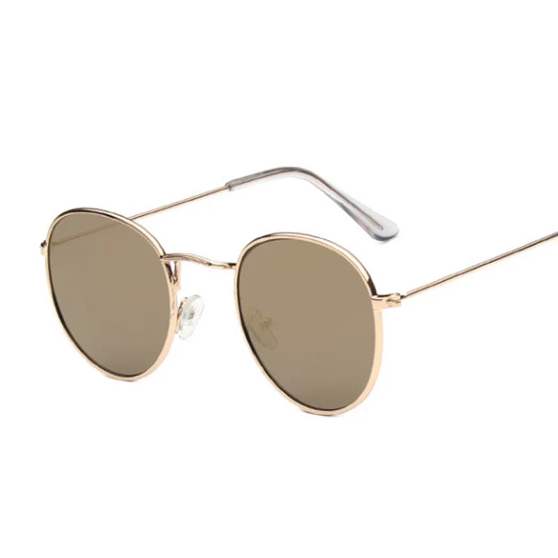Lunettes de soleil rondes petites en métal pour femme — vintage, voyage, classique, mode, rétro