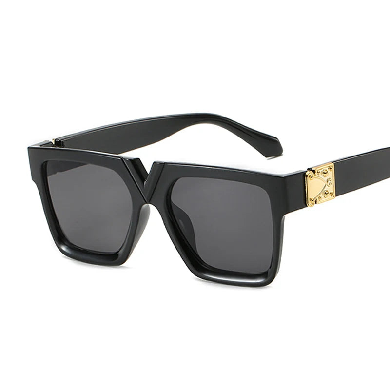 Gafas de sol cuadradas para mujer, de marca de lujo, de viaje, rectangulares negras, estilo retro, 2021