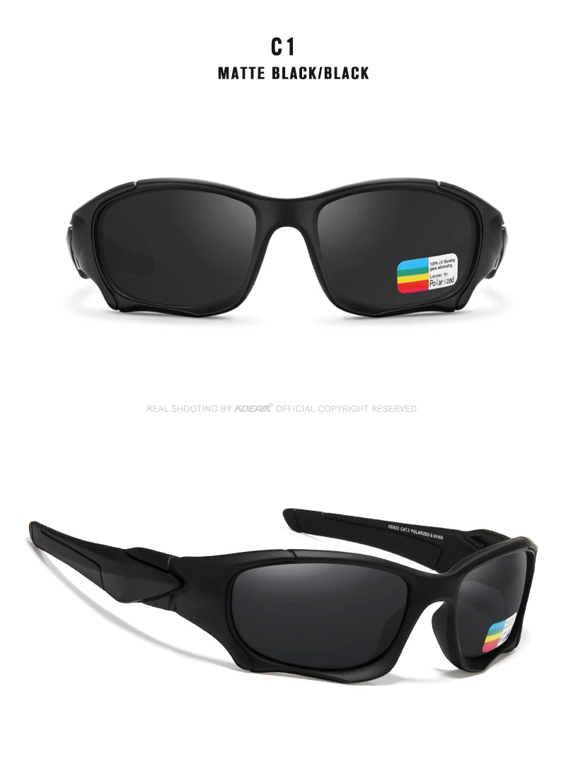Lunettes de Soleil Sport Polarisées — Lentille Bouclier, Cadre Résistant, Plein Air, Unisexe