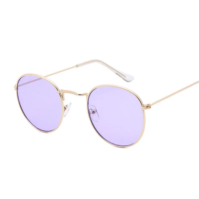 Lunettes de soleil rondes petites en métal pour femme — vintage, voyage, classique, mode, rétro