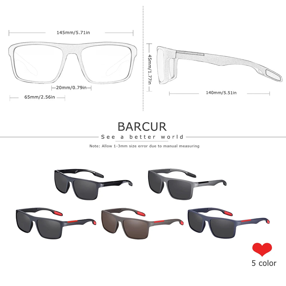 BARCUR Gafas de sol polarizadas para hombre, TR90 ultraligeras, vintage, para mujer, gafas de sol cuadradas, oculos, lunette de soleil femme