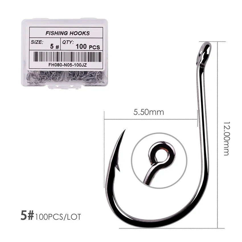 Hameçons de pêche en acier à haute teneur en carbone — 100/40 pièces, taille 2-22, carpe, poisson-chat, crochets