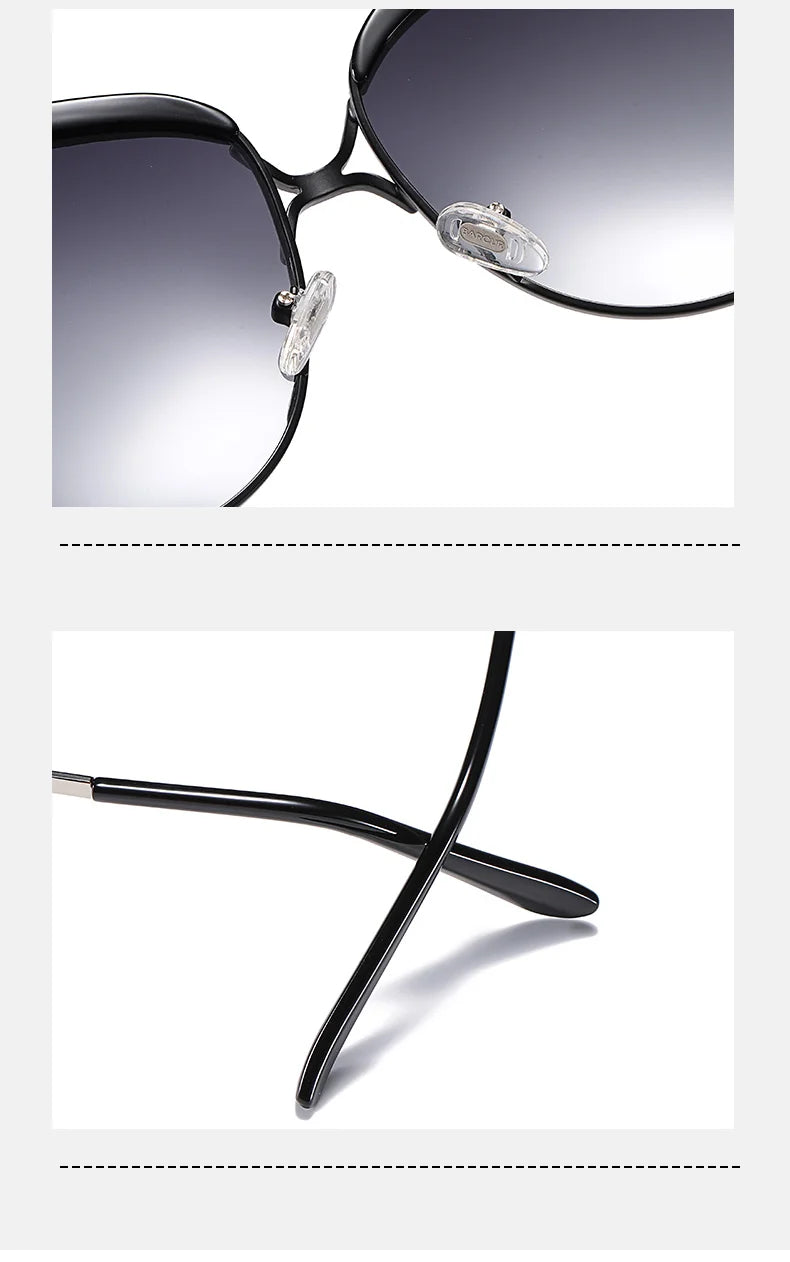 Lunettes de soleil polarisées femme — dégradé, lentille ronde, carré, luxe