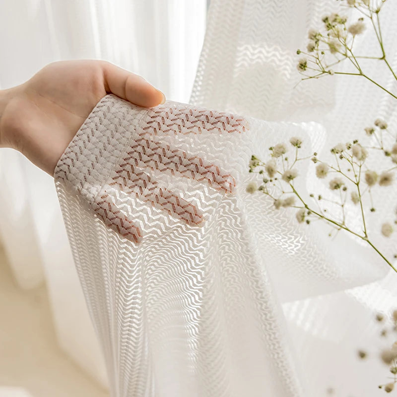 Cortinas de tul blanco transparente para ventana, visillos de estilo moderno para salón, dormitorio, cocina, hechas a medida