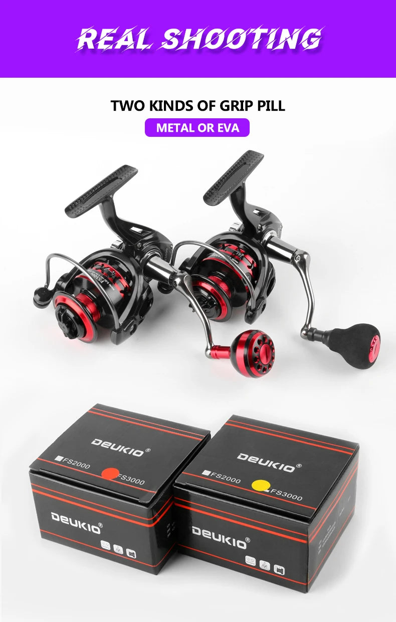 DEUKIO moulinet de pêche 2000-7000 traînée maximale 12KG moulinets de filature bobine en métal carretilhas de pesca moulinet pour accessoires de pêche pêche