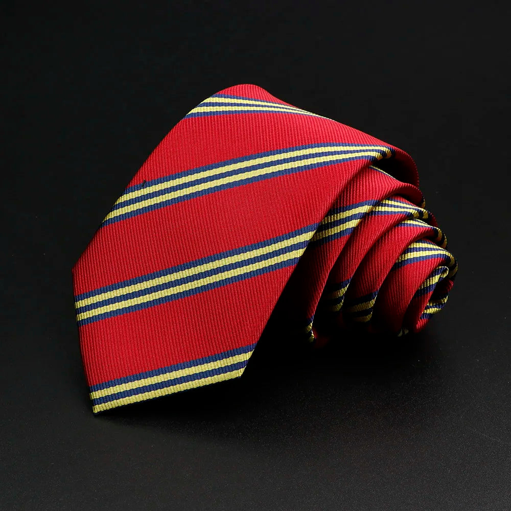 Nouvelle cravate pour hommes classique rayure 7 cm Jacquard rouge bleu vert cravate usage quotidien cravate robe de soirée de mariage accessoires cadeau pour homme