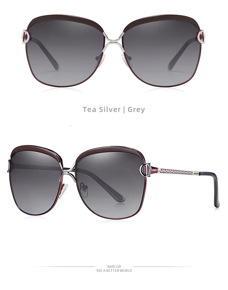 Lunettes de soleil polarisées femme — dégradé, lentille ronde, carré, luxe