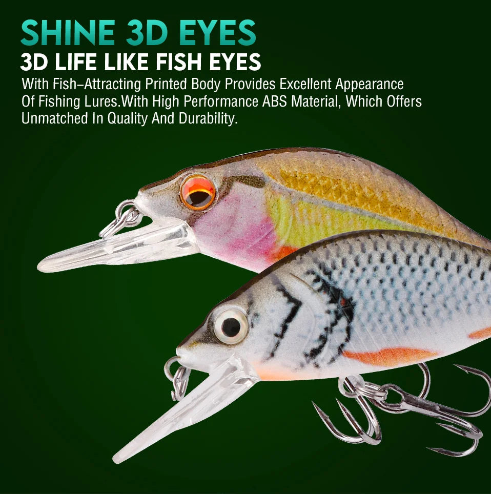 GOBASS 50/70/90mm manivelle leurre de pêche vairon noir filature leurres pour la pêche flottant Wobbler pour brochet japon appât artificiel