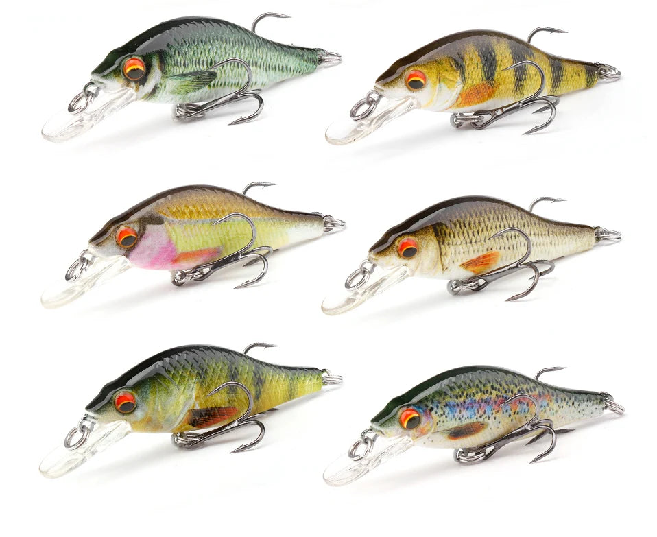 GOBASS 50/70/90mm manivelle leurre de pêche vairon noir filature leurres pour la pêche flottant Wobbler pour brochet japon appât artificiel