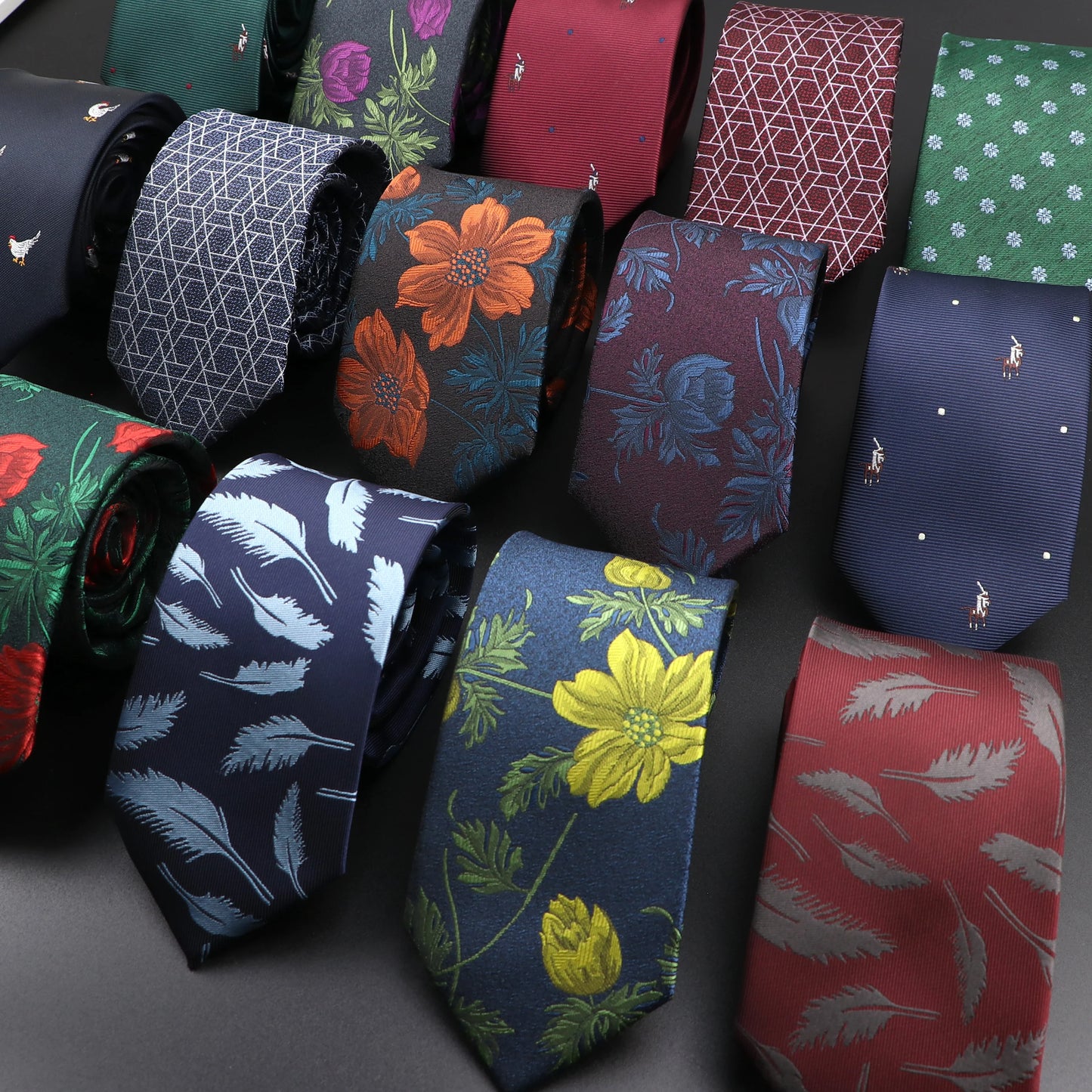 Nouveauté hommes cravate florale plume wapiti motif géométrique rouge bleu cravates loisirs affaires usage quotidien cravate cadeau de fête de mariage