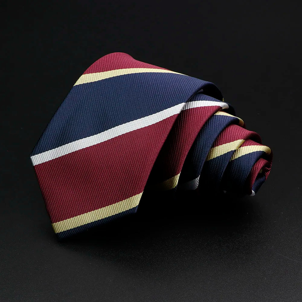 Nouvelle cravate pour hommes classique rayure 7 cm Jacquard rouge bleu vert cravate usage quotidien cravate robe de soirée de mariage accessoires cadeau pour homme