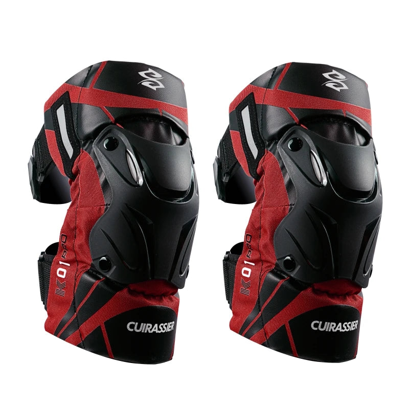 Cuirassier-Genouillères de protection pour motocross, genouillères de moto, protection MX, coussinets de course de coulée de nuit Équipement de moto avec coque renforcée et haute visibilité pour une conduite nocturne