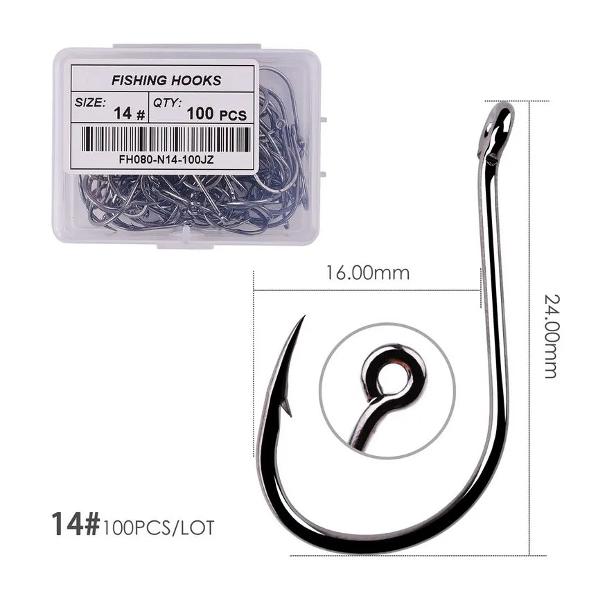 Hameçons de pêche en acier à haute teneur en carbone — 100/40 pièces, taille 2-22, carpe, poisson-chat, crochets