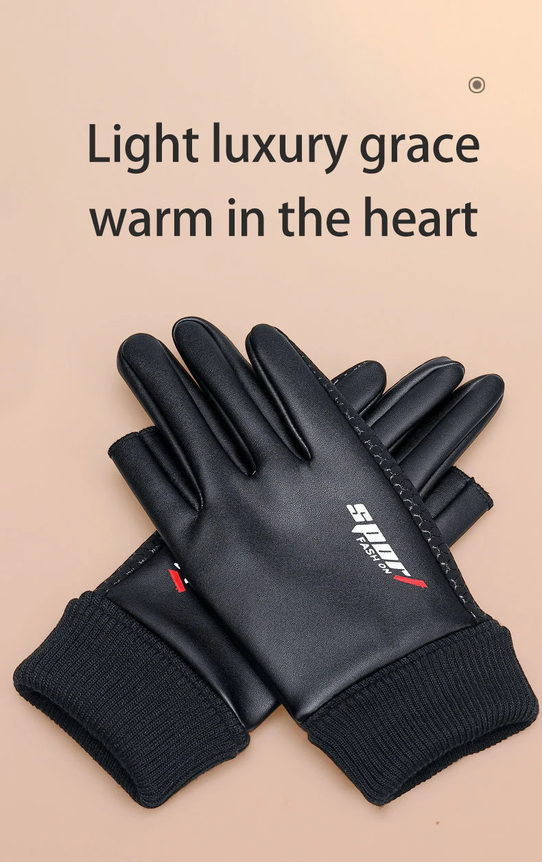Gants pour hommes automne cyclisme hiver deux doigts velours chaud antidérapant mâle imperméable sport écran tactile randonnée gants de pêche