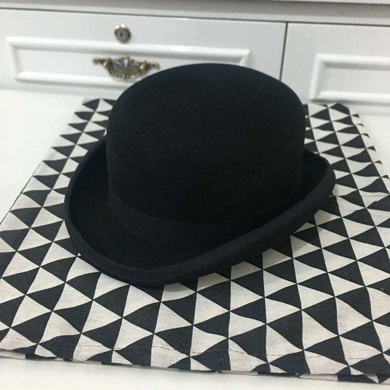 Chapeau melon en laine billycock feutre pour hommes — ceinture, bord roulé (v2)