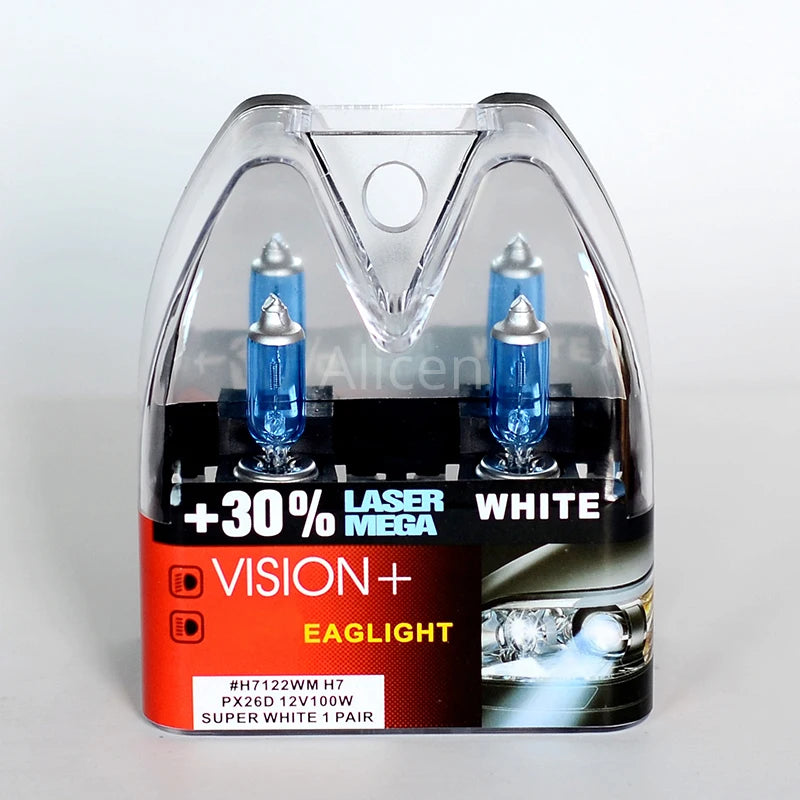 Ampoules H7 100W Super Blanches 12V — +30% Luminosité Phare Rallye Hi/Lo