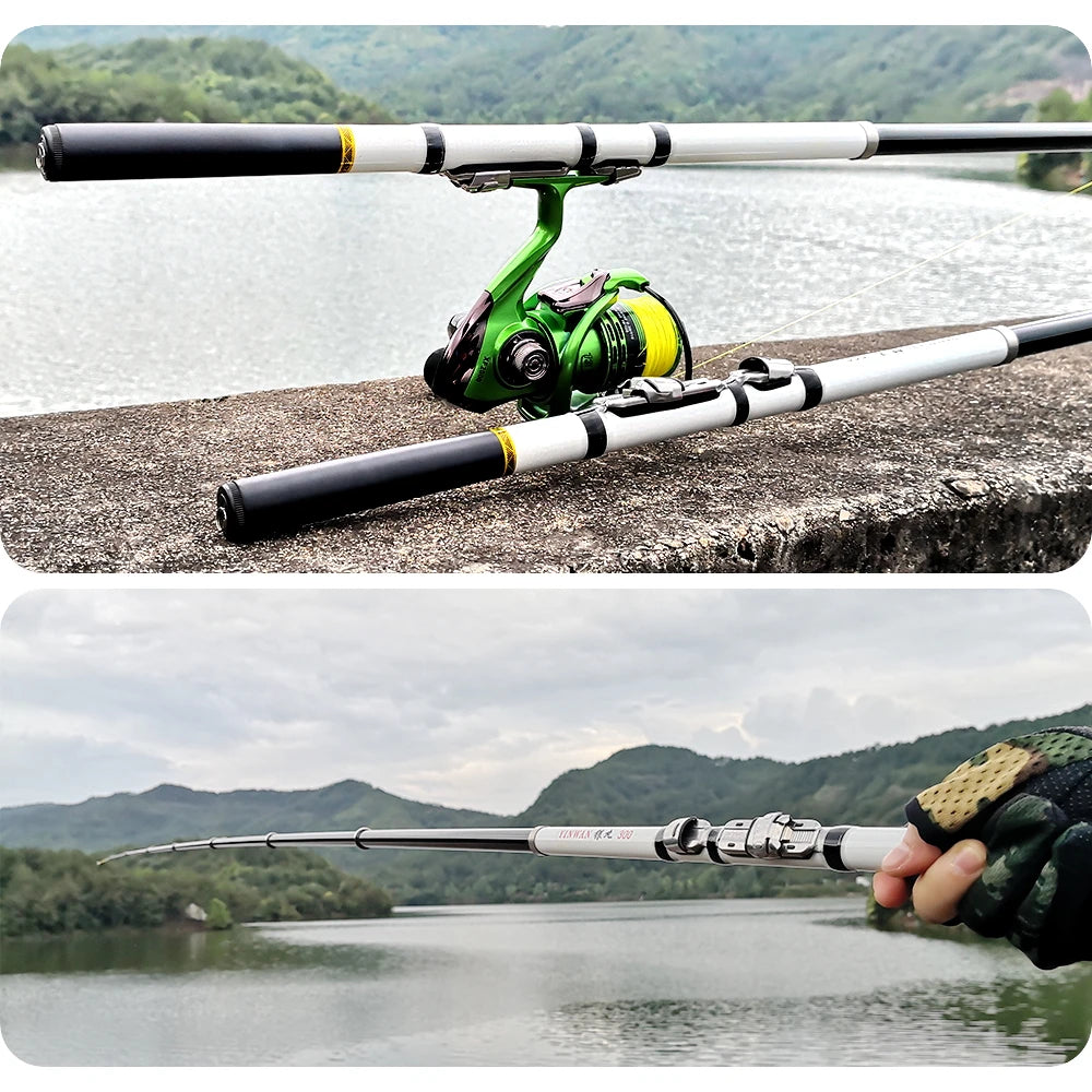 Canne à Pêche JOSBY Mini Télescopique Fibre de Carbone — 1.5m à 3.0m Portable