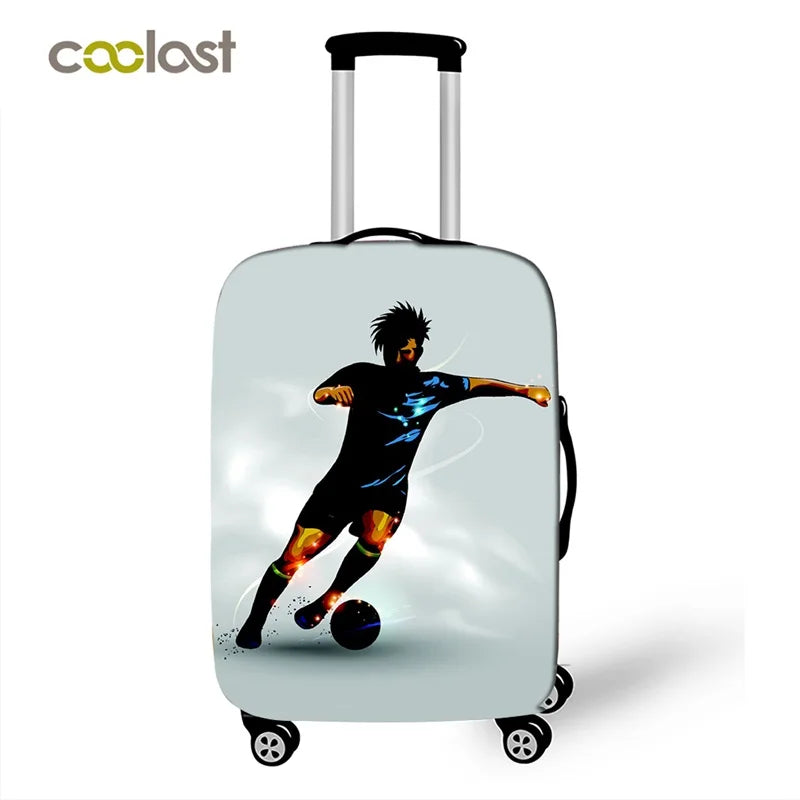 Footprint ball print luggage cover, fire trolley luggage protector for men and boys, travel accessories, elastic luggage cover