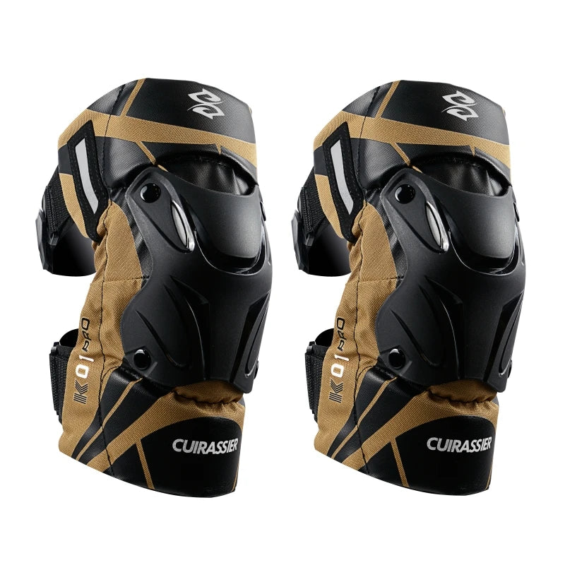 Cuirassier-Genouillères de protection pour motocross, genouillères de moto, protection MX, coussinets de course de coulée de nuit Équipement de moto avec coque renforcée et haute visibilité pour une conduite nocturne