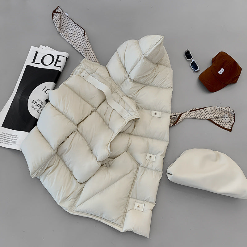 Chaleco de plumón con capucha de pato blanco para mujer, chaleco informal, ropa de abrigo de invierno, 2024, novedad, 90%