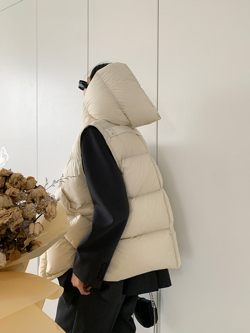 Chaleco de plumón con capucha de pato blanco para mujer, chaleco informal, ropa de abrigo de invierno, 2024, novedad, 90%