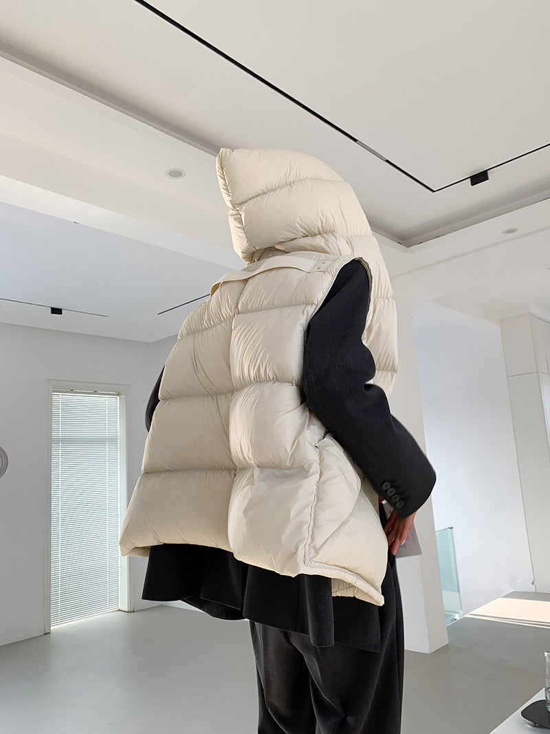 Chaleco de plumón con capucha de pato blanco para mujer, chaleco informal, ropa de abrigo de invierno, 2024, novedad, 90%