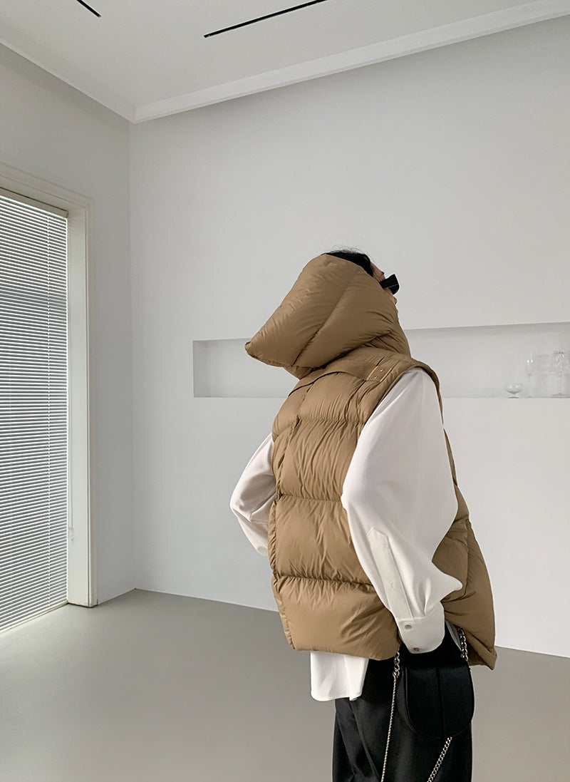Chaleco de plumón con capucha de pato blanco para mujer, chaleco informal, ropa de abrigo de invierno, 2024, novedad, 90%