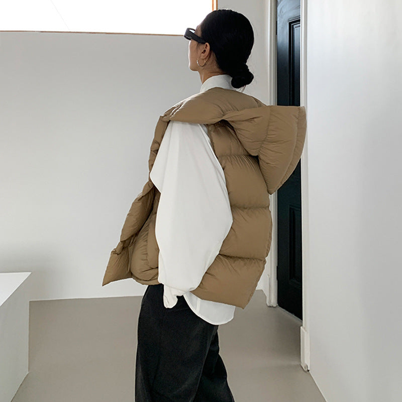 Chaleco de plumón con capucha de pato blanco para mujer, chaleco informal, ropa de abrigo de invierno, 2024, novedad, 90%