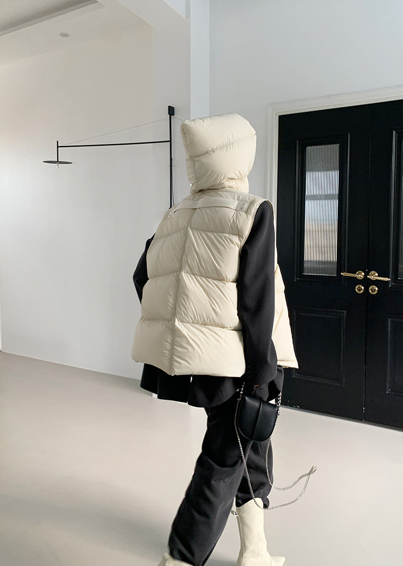Chaleco de plumón con capucha de pato blanco para mujer, chaleco informal, ropa de abrigo de invierno, 2024, novedad, 90%