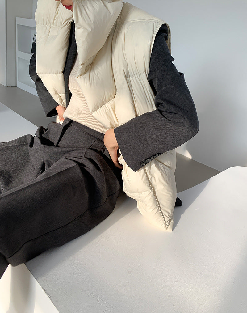 Chaleco de plumón con capucha de pato blanco para mujer, chaleco informal, ropa de abrigo de invierno, 2024, novedad, 90%