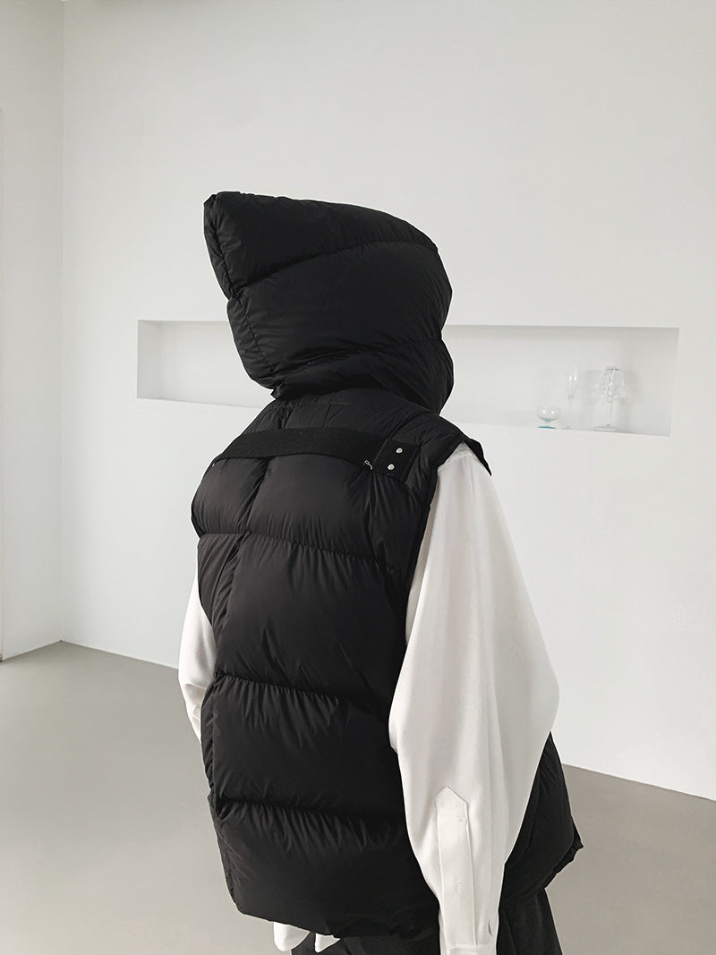 Chaleco de plumón con capucha de pato blanco para mujer, chaleco informal, ropa de abrigo de invierno, 2024, novedad, 90%