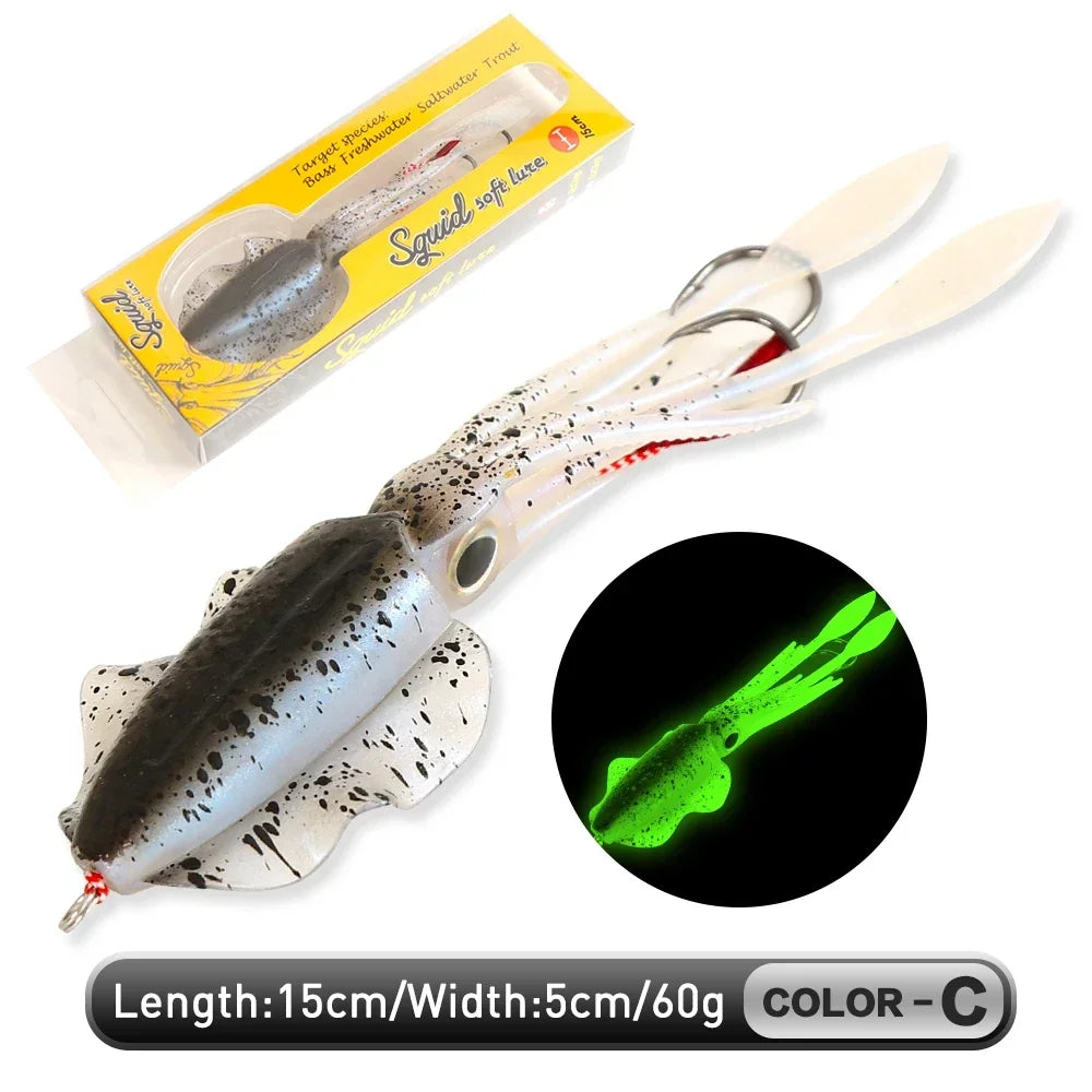 ZUKIBO-Appât souple pour la pêche au calmar, leurre de pêche à la traîne, gabarits de tête de poulpe, gabarit de calmar UV Shoous pour la pêche en bateau de haute mer, appâts Wobblers, 60g