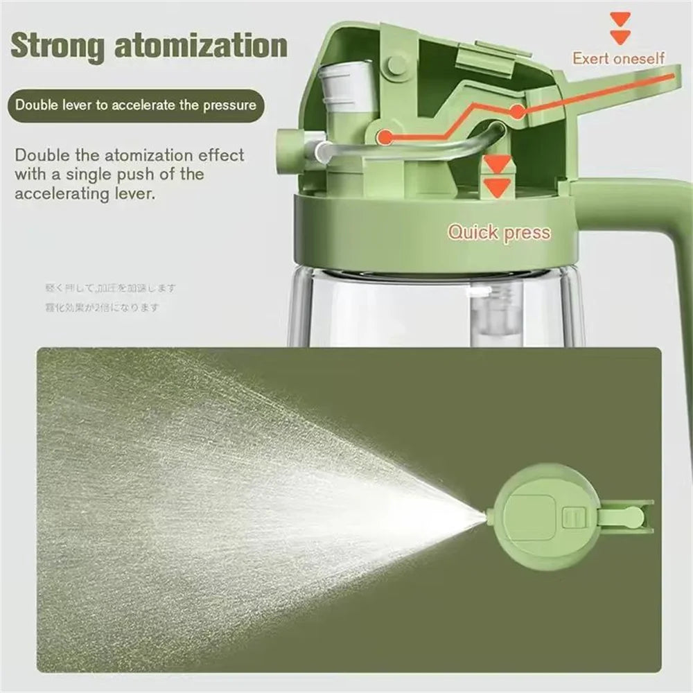 Pulvérisateur d'huile pour la cuisine de 470 ml, distributeur d'huile d'olive 2 en 1 et flacon pulvérisateur d'huile, vaporisateur d'huile avec autocollants, flacon pulvérisateur en verre épais