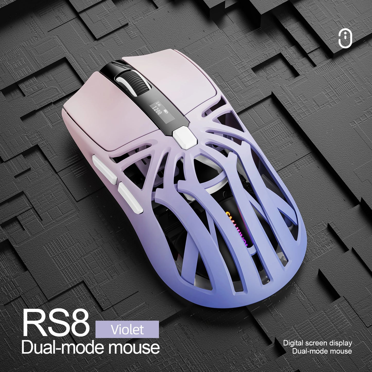 SmailWolf RS8 Bluetooth sans fil 2.4g souris de jeu triple mode léger e-sports jeu 1K taux de retour 10000DPI ordinateur