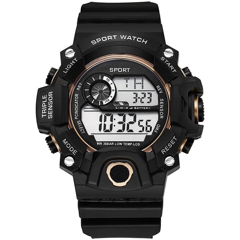 Montre pour hommes de mode sport montre-bracelet électronique grand cadran multifonctionnel étanche alarme lumineuse enfants montre militaire pour hommes