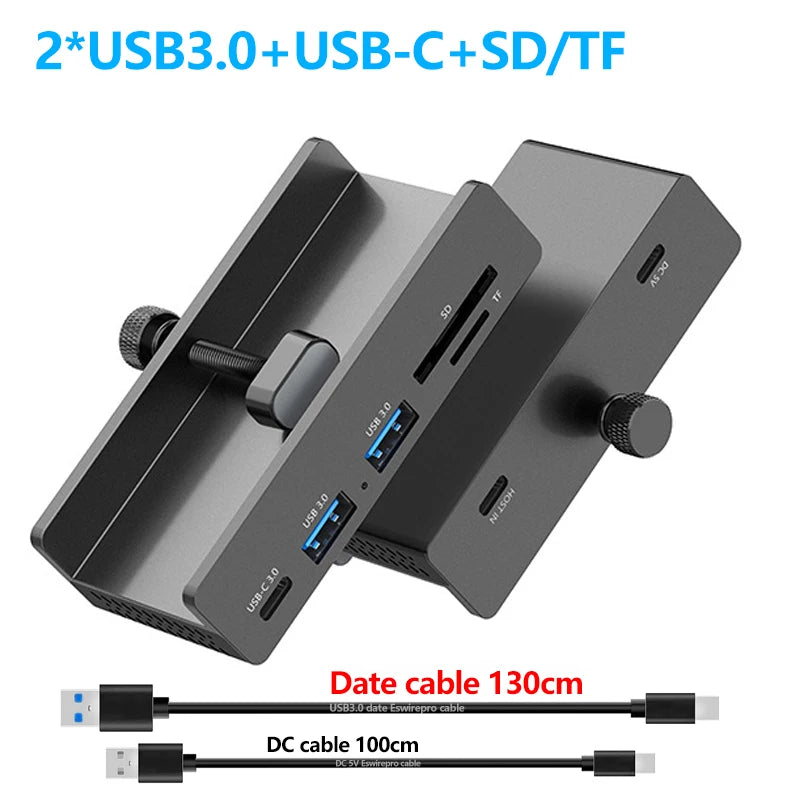Hub USB 10 Gbps — adaptateur séparateur USB 3.2/3.0/2.0, station d'accueil multi-clips, bureau