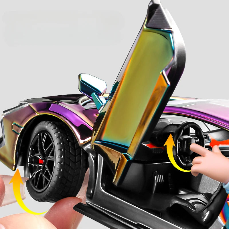 Simulation 1:24 Lamborghini Revuelto Super Car Model with Sound and Lights, Kids Boys Birthday Gift, Miniature Car Home Decor