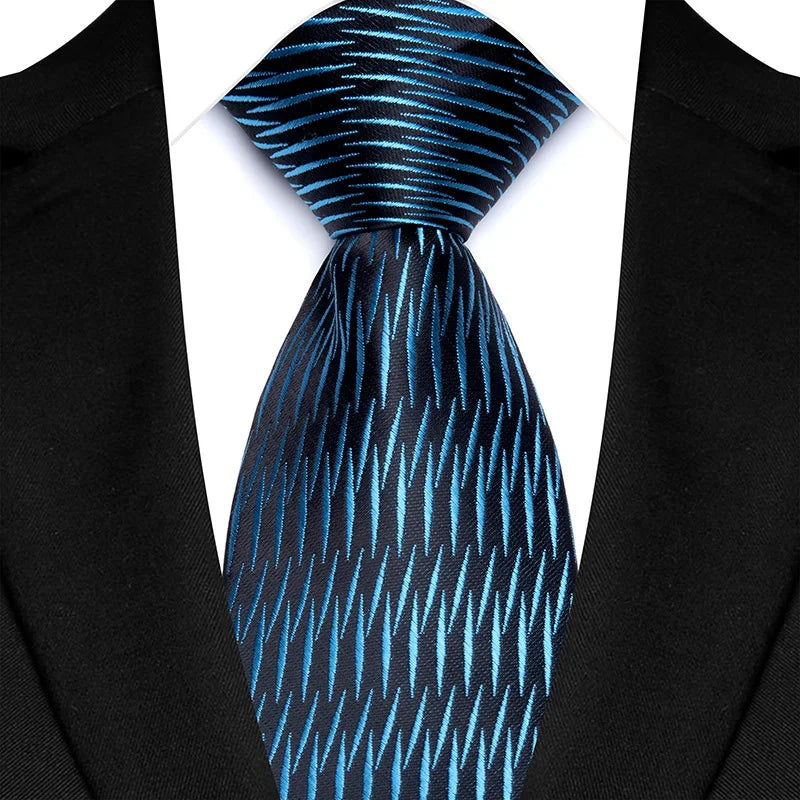 Cravate classique à rayures Paisley pour hommes — 8cm, Jacquard, bleu royal, accessoires, mariage