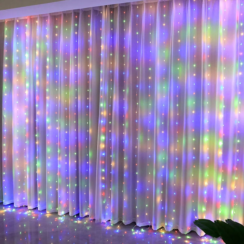 LED Curtain Lights with USB Remote, 8 Modes, Christmas Decoration for Home, Holiday, New Year