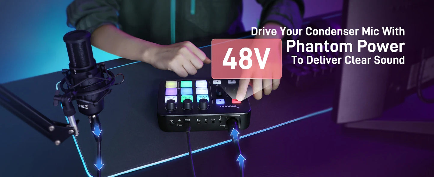 Interface Audio Gaming XLR — Effets Sonores & LED RGB Podcast & Streaming