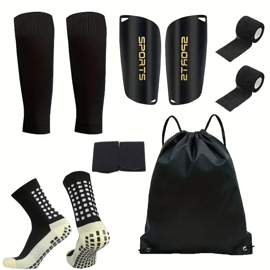 Kit Football 6 Pièces — Chaussettes + Protège-Tibias + Chevillères + Sac