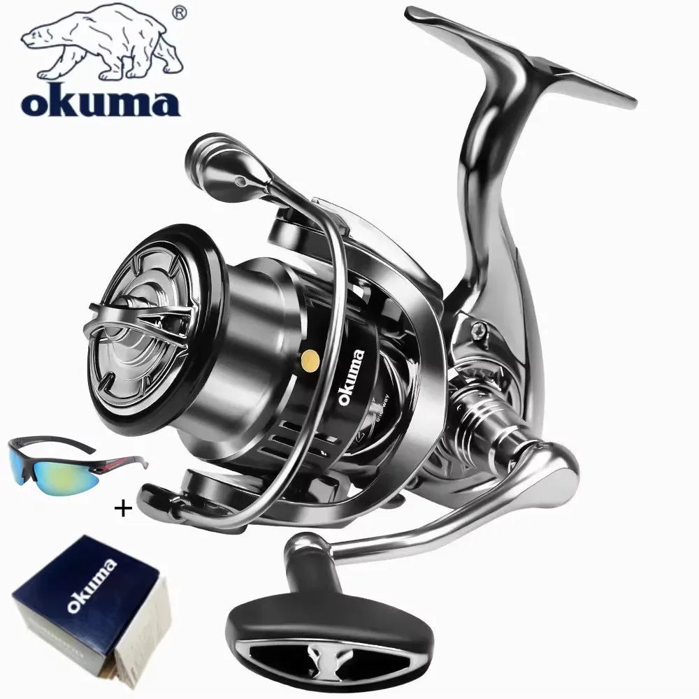 OKUMA-Moulinet spinning original en métal, adapté à toutes les espèces de poissons, adapté à l'eau salée et l'eau douce