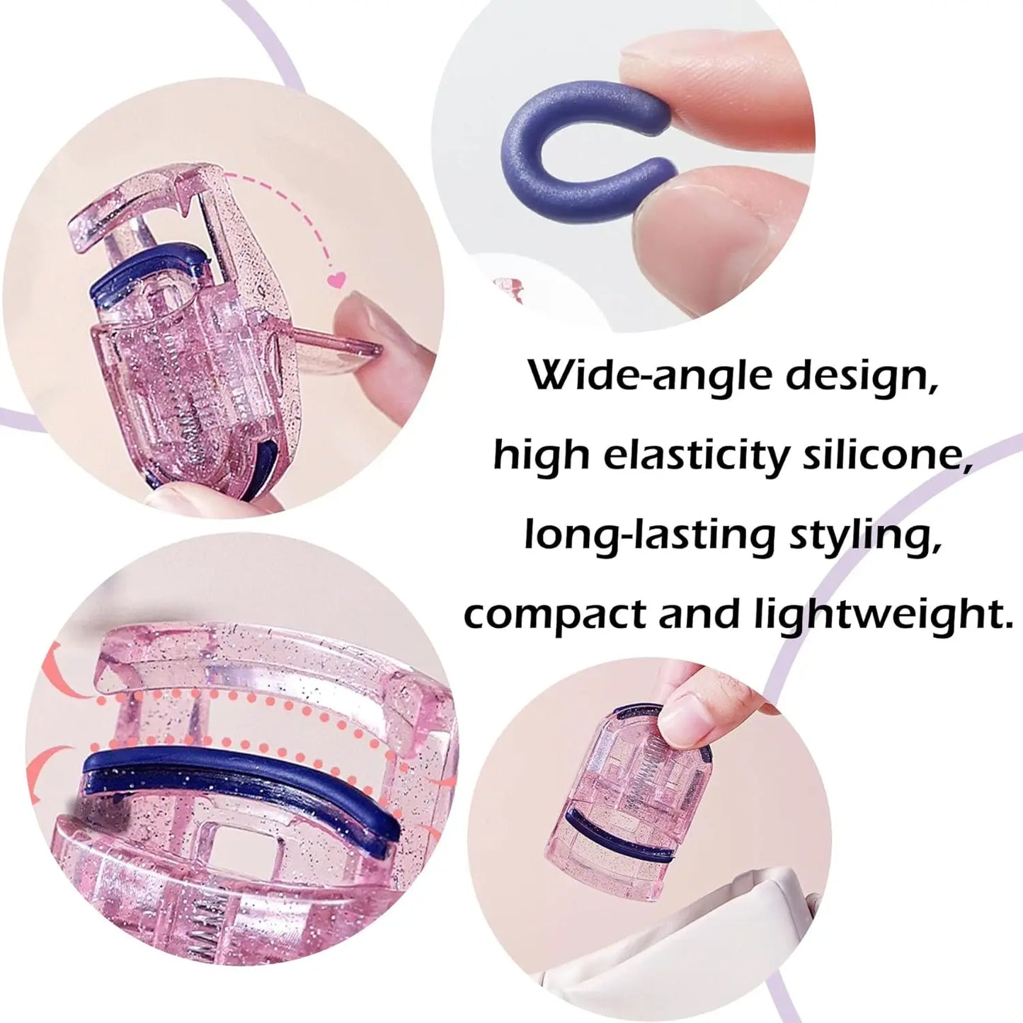 Eyelash curler, 2 pieces, cosmetic support, curling tool, clips, films