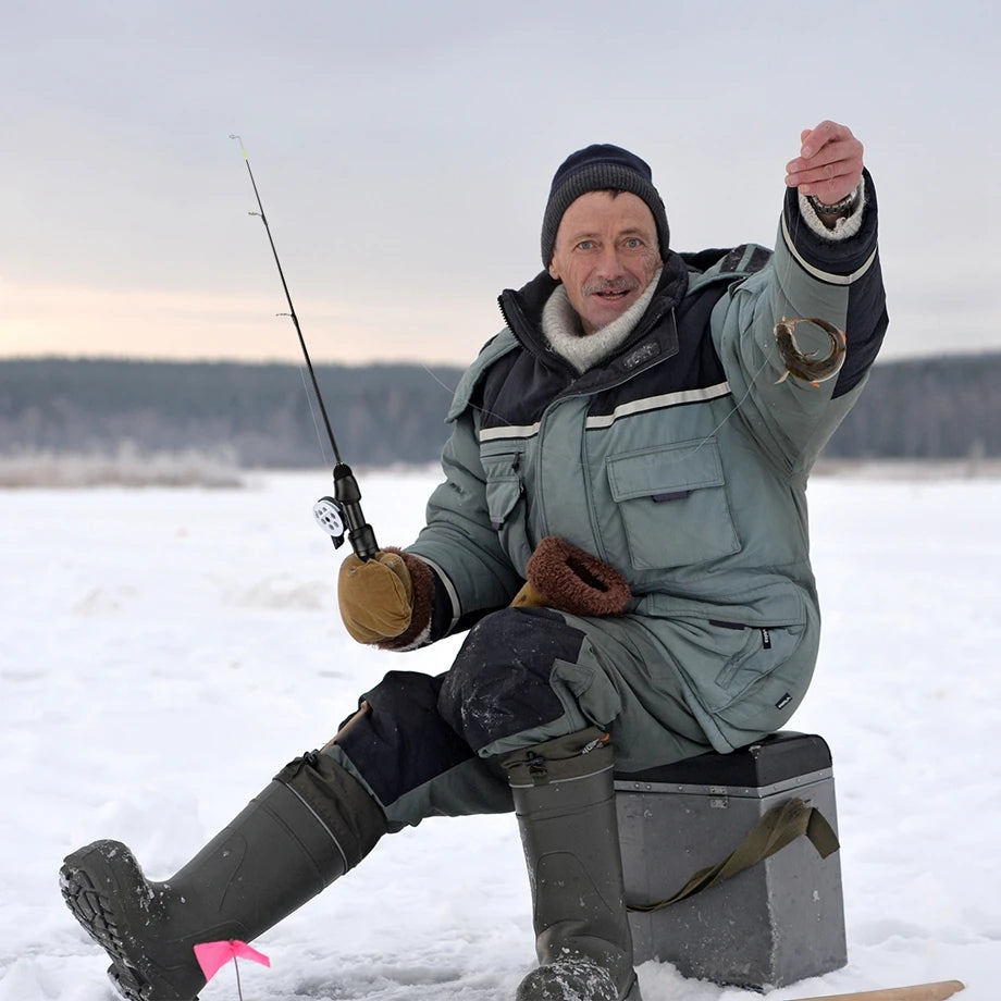 Canne à Pêche sur Glace Ultralégère 50cm — 2 Sections, Pêche Hivernale